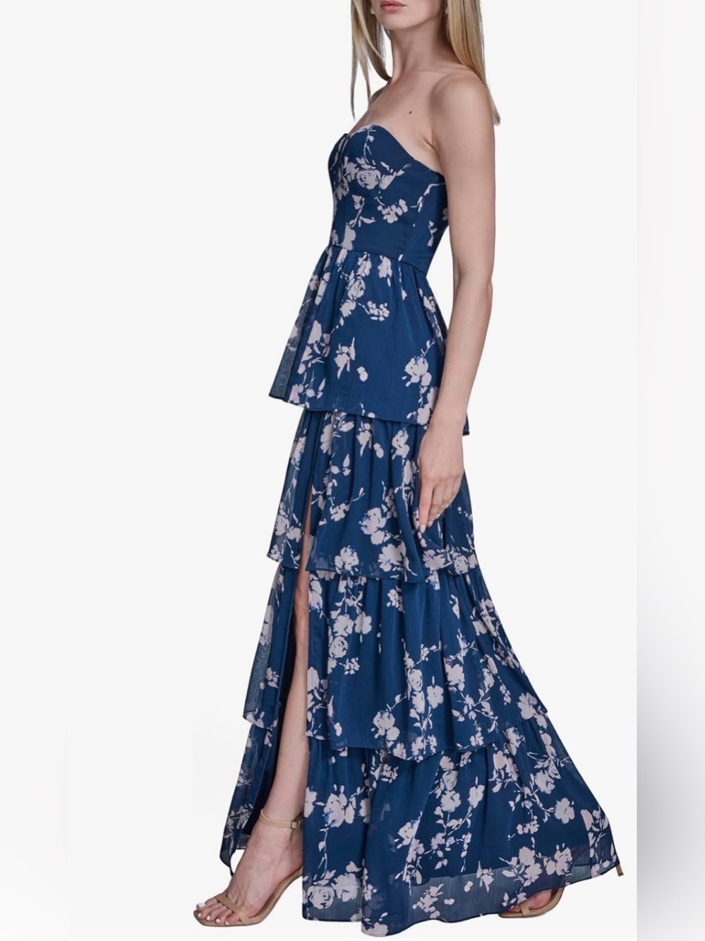 🆕 BCBG | Strapless Sweetheart Neckline Tiered Maxi Dress